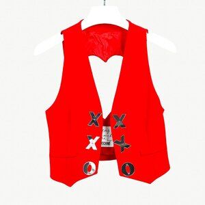Moschino Cheap and Chic Xs & Os Heart Cut-Out Red Vest